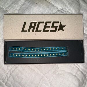 Golden goose velvet laces teal